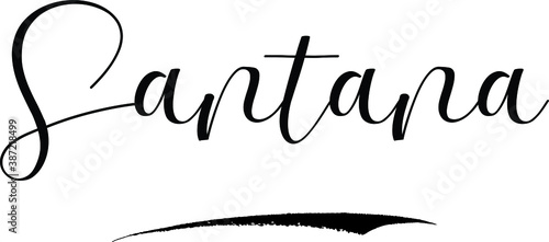 Santana -Male Name Cursive Calligraphy on White Background photo