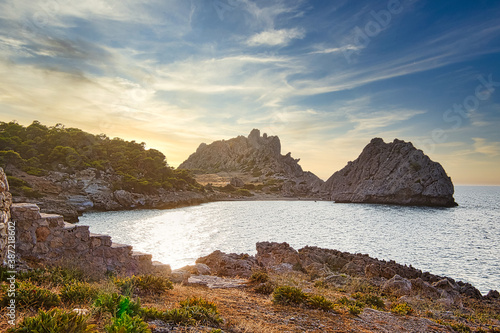 Beautiful bay view on Mediterranean seashore, Sterna Beach, Peloponessos, Greece © fazeful