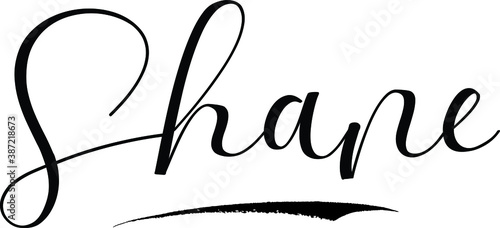 Shane -Male Name Cursive Calligraphy on White Background