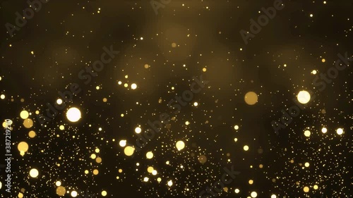 4K Particles gold bokeh glitter awards dust abstract loop background. presentation, slideshow, award, wedding, party, ceremony, stylish fashion show, Christmas, New Year, anniversary celebration.