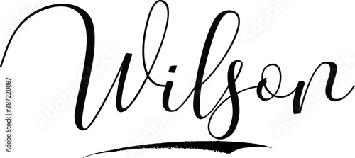 Wilson -Male Name Cursive Calligraphy on White Background photo