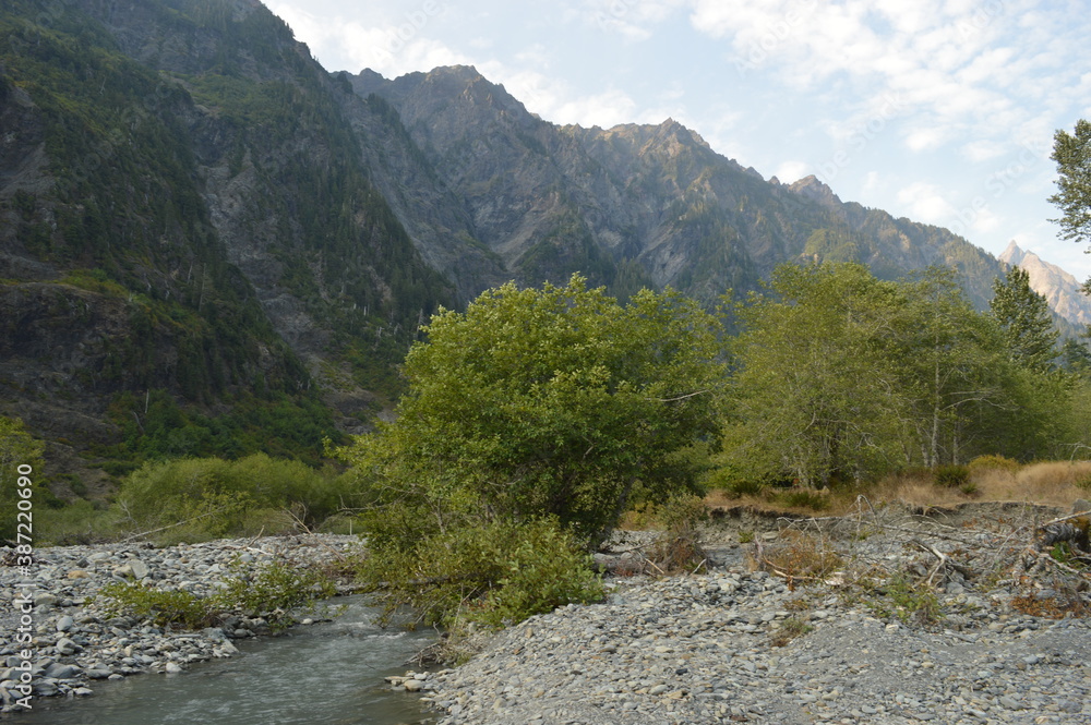 Hiking and camping in the Olympic National Park in the Pacific Northwest of the United States of America