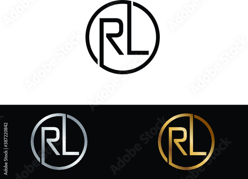 RL circle Shape Letter logo Design. photo