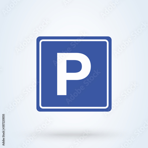 car parking sign icon or logo. Parking Area concept. Street Signage, Road Sign vector illustration.