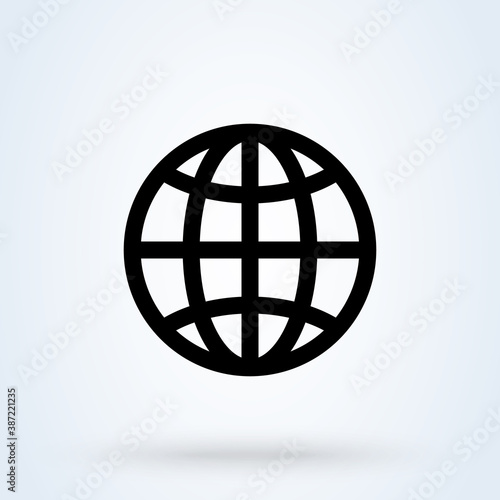 World planet sign line icon or logo. Earth concept. globe vector linear illustration.