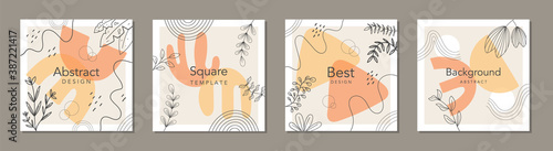 Trendy abstract square template with floral concept. Able to use for social media posts, mobile apps, banners design, web or internet ads.