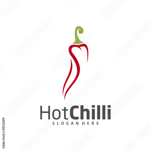 Chili logo design vector template, Red Chili Illustration, Symbol Icon