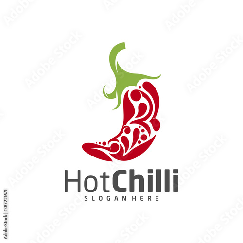 Chili logo design vector template, Red Chili Illustration, Symbol Icon