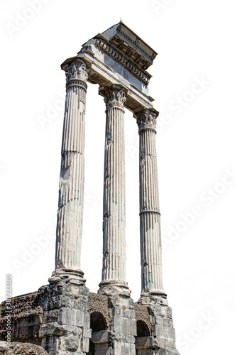 Wallpaper Mural Ancient ruins - roman columns isolated on white background. Columns of Temple of Castor and Pollux in Roman Forum, ancient pillars on white. Torontodigital.ca