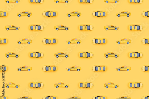 Seamless pattern on the theme of taxi. Yellow pattern.