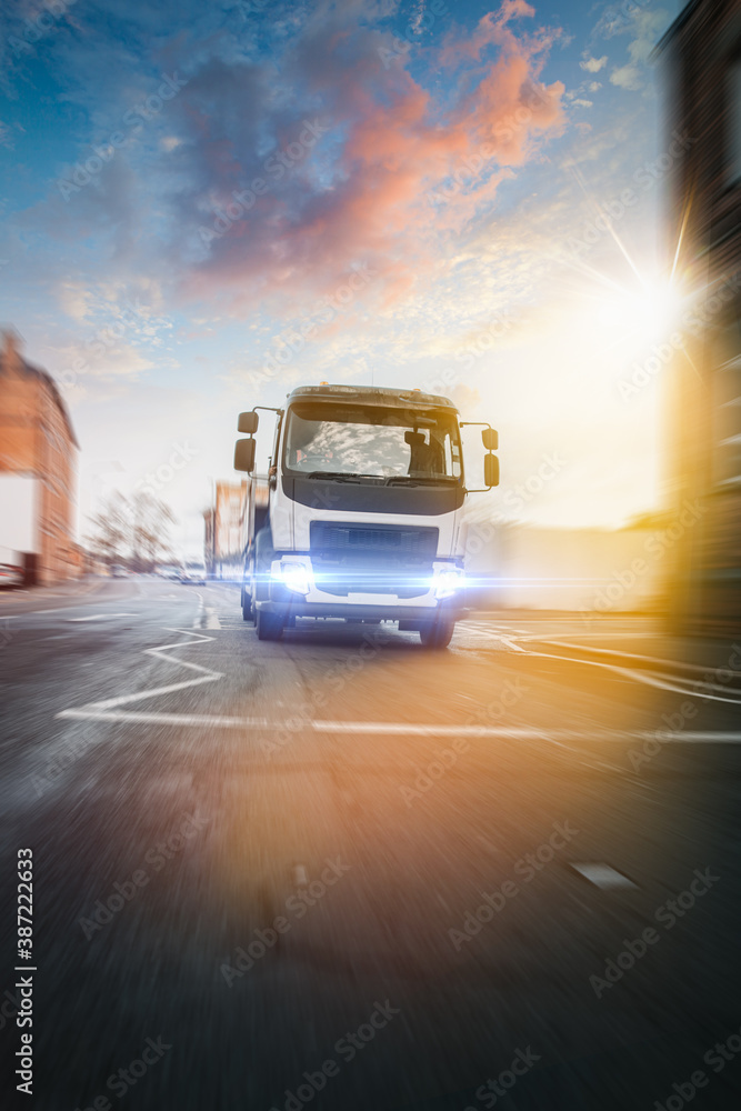 Truck transportation in motion - obrazy, fototapety, plakaty 