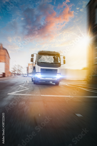 Truck transportation in motion