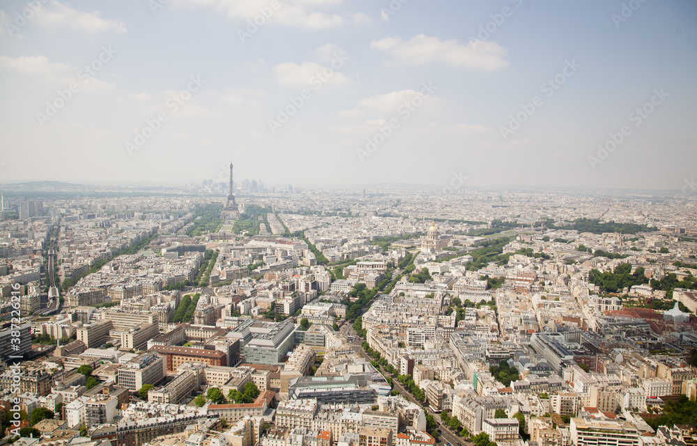 Panorama of Paris with eiffel tower, la Defence