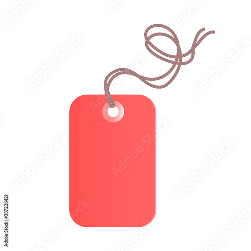 Vector isolated illustration of a commodity red tag with a rope. Sale or discount.