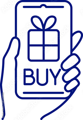 line icon, Hygge, buying a gift online