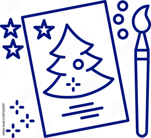 line icon, Hygge, holiday card, handmade 