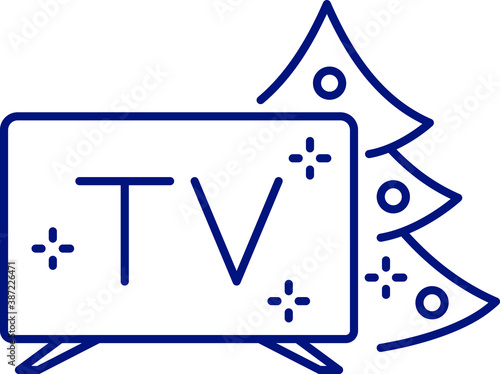 line icon, Hygge, watching holiday TV programs