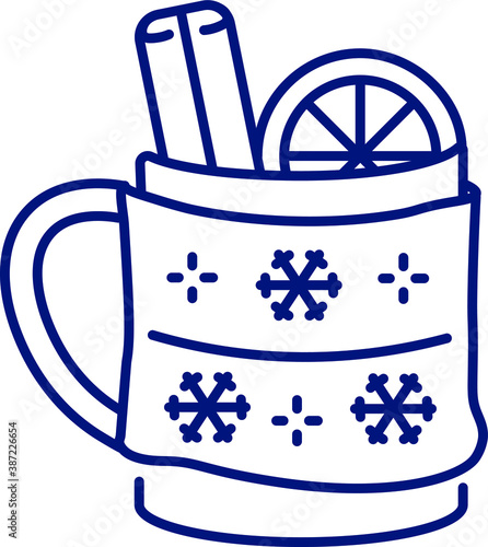 line icon, Hygge, a cup of hot mulled wine