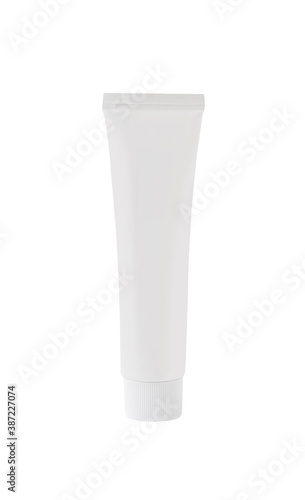 Mockup of tube with toothpaste or cosmetic for skin care isolated on white background