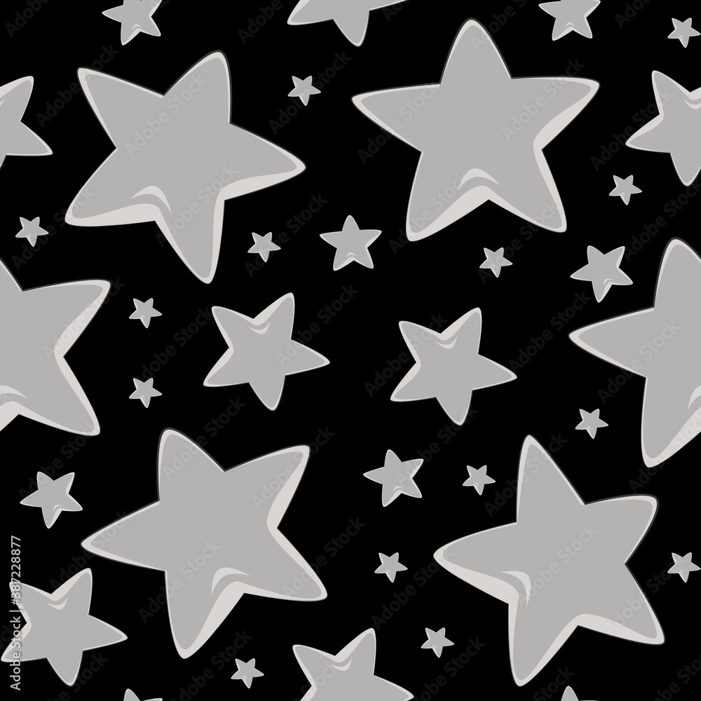 Stars into space black background seamless pattern Stars into space black background seamless pattern