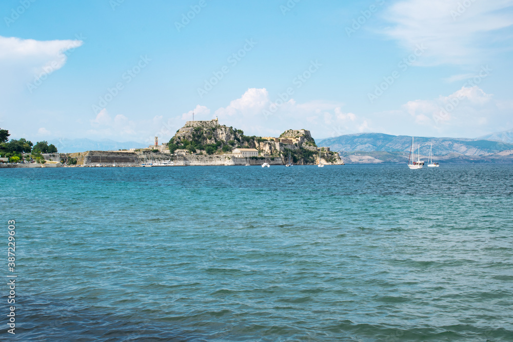 A view toward the Old Venetian Fortress in Corfu Town across the Ionian Sea