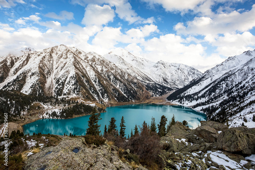 Lake in the mountains. Big Almaty Lake