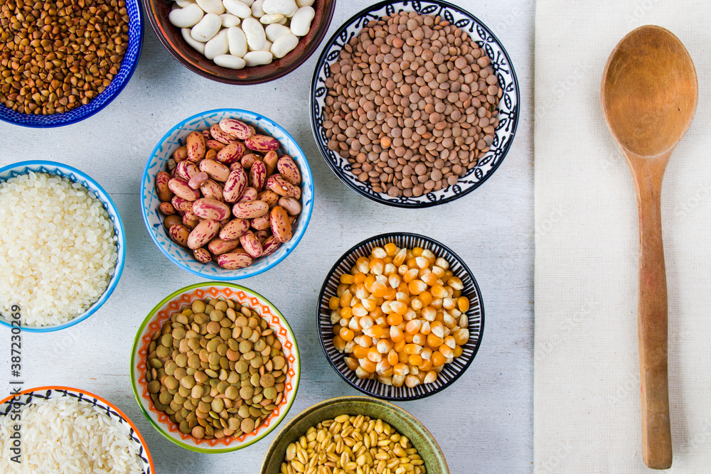 Healthy grains and beans, full of vitamins Healthy grains and beans, full of vitamins