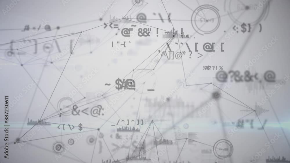 Mathematical symbols and network of connections against white background Mathematical symbols and network of connections against white background