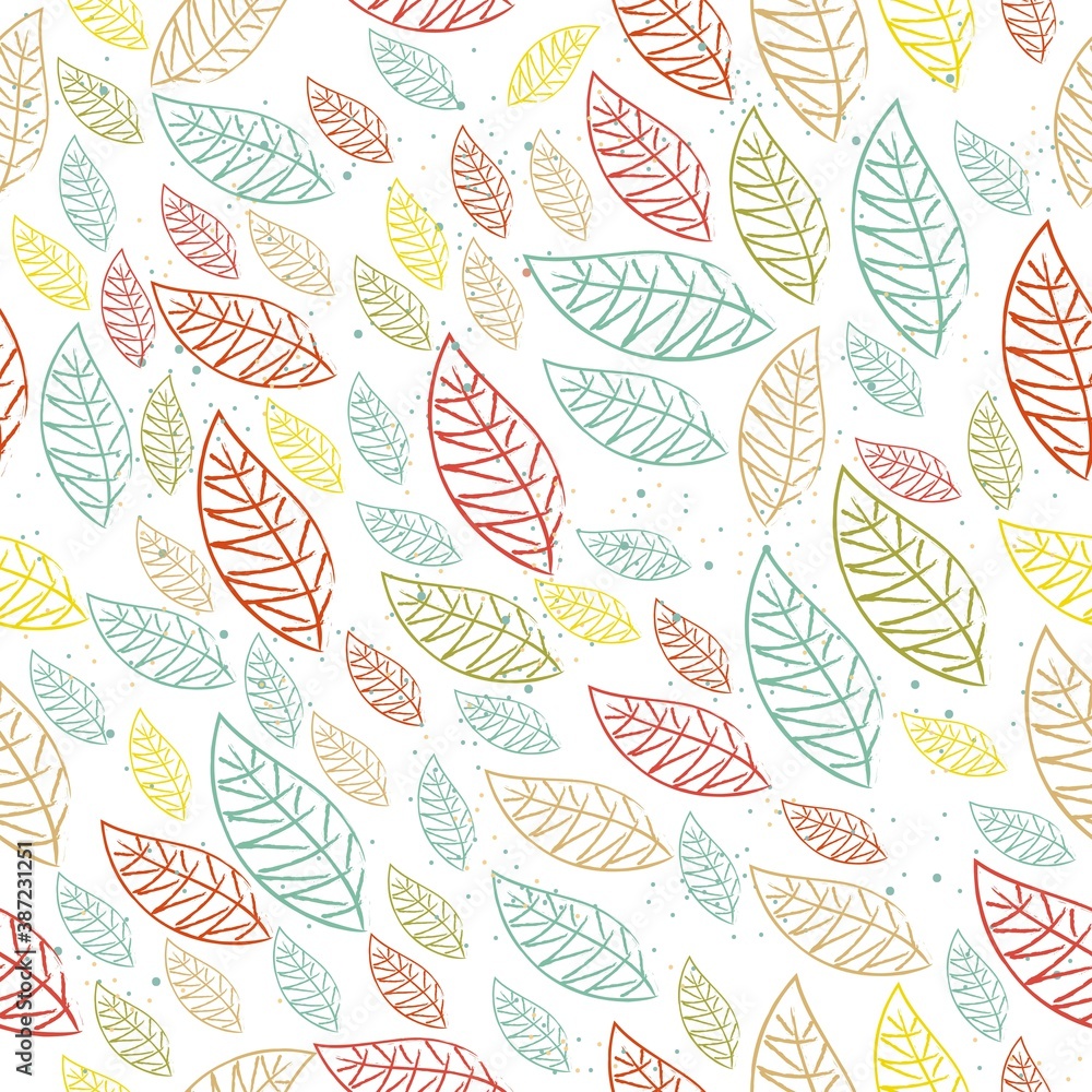 Seamless Pattern with hand drawn flying leafs. Scandinavian Style. Seamless Pattern with hand drawn flying leafs. Scandinavian Style.