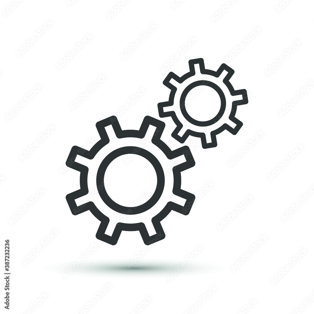 Vector settings icon. Wheel symbol. For design, web site design, logo, app, UI.