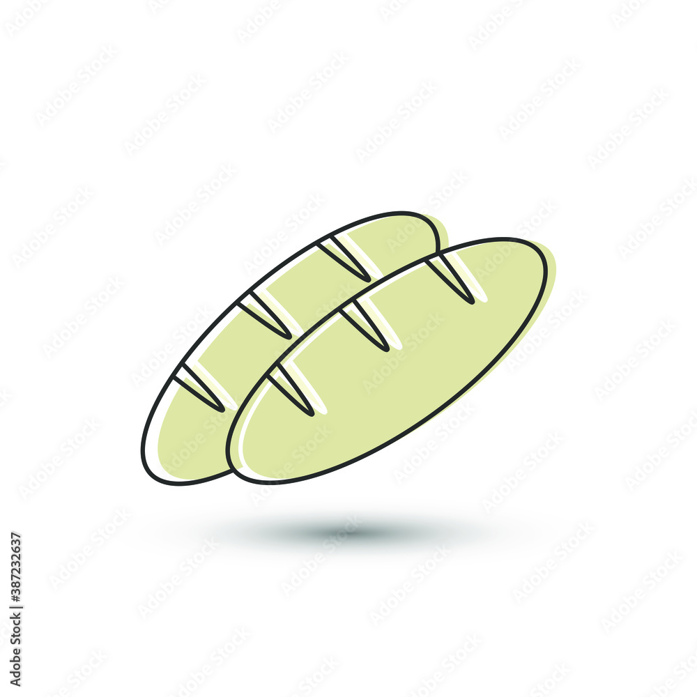 Vector baguette bread icon. Bakery food symbol. For design, web site design, logo, app, UI/UX Vector baguette bread icon. Bakery food symbol. For design, web site design, logo, app, UI/UX