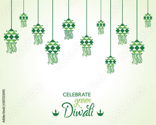 Greeting for celebrate green diwali concept