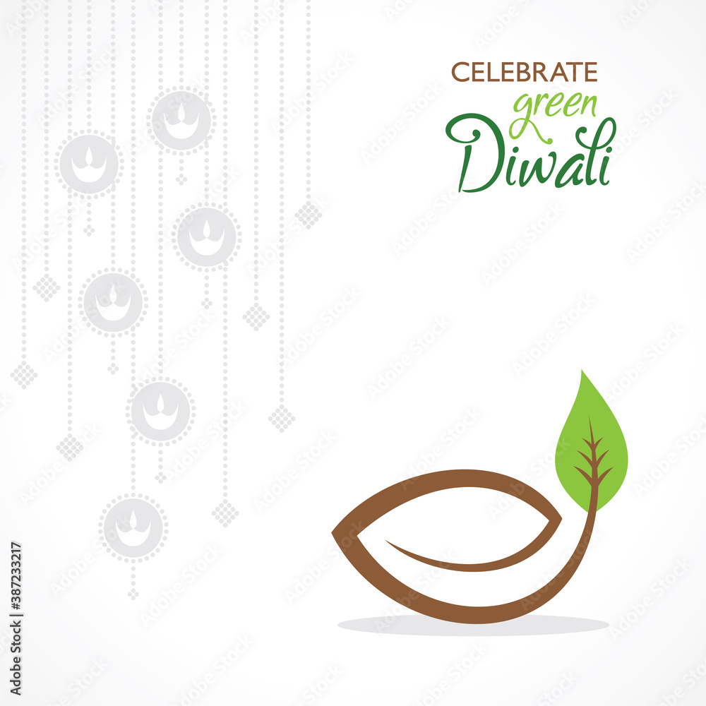 Fototapeta premium Greeting for celebrate green diwali concept