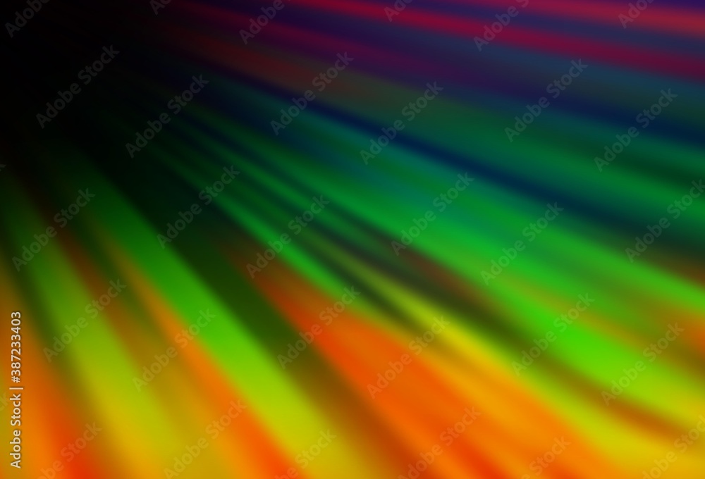 Obraz premium Dark Multicolor, Rainbow vector backdrop with long lines.