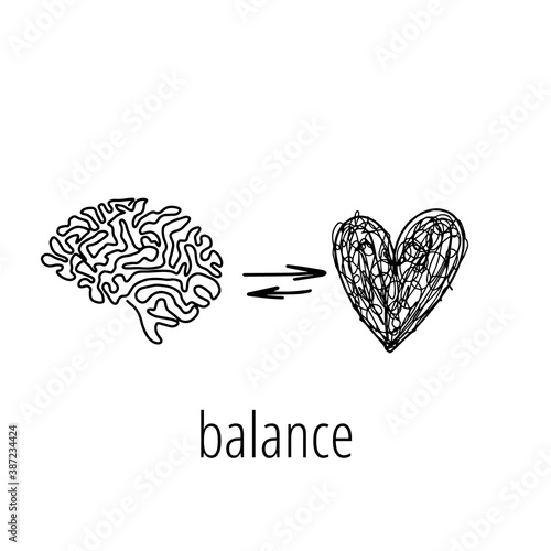 balance between emotions and rational thinking. Vector illustration and icon design, mental health concept