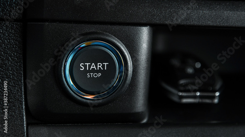close up round button start car engine with backlight © phantom1311