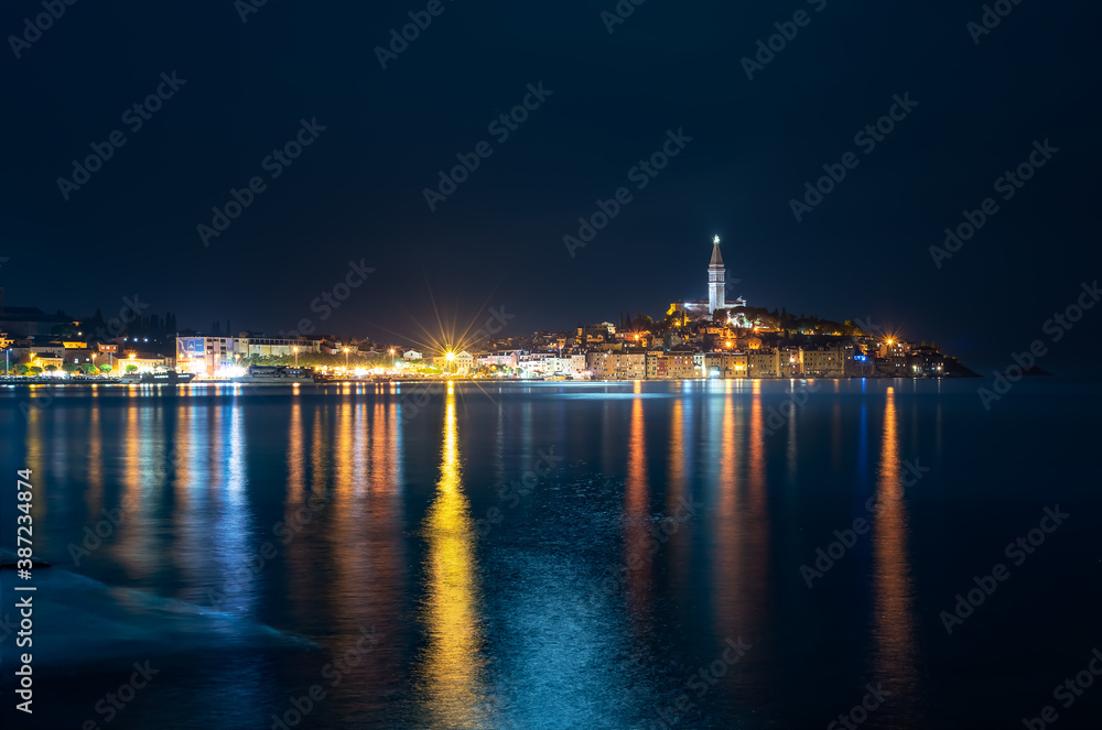 Rovinj Croatia summer night sea reflection