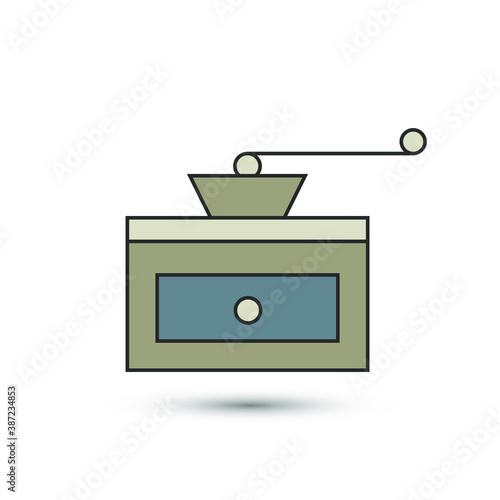 Coffee mill icon in flat style. Vector drink machine symbol for your web site design, logo, app, UI.