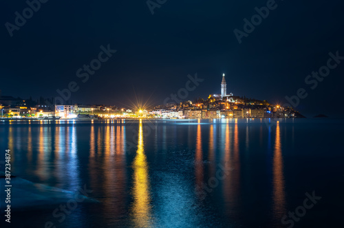 Rovinj Croatia summer night sea reflection