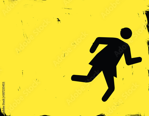 Symbol of a woman running away