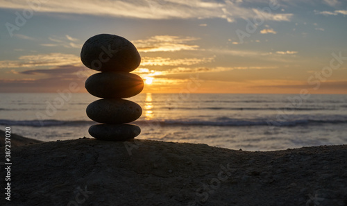 zen stones on the beach