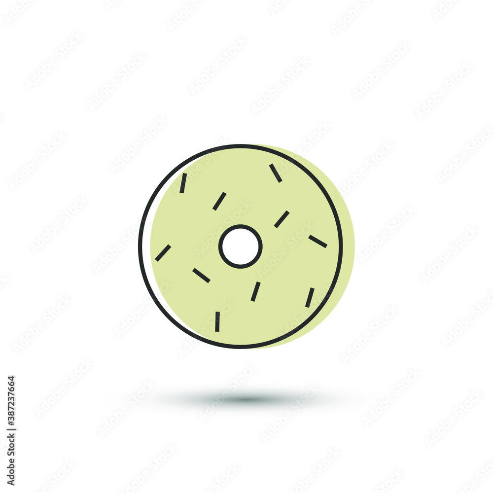 Fototapeta premium Vector donut icon. Delicious food/ dessert symbol. For design, logo, advertising banner.