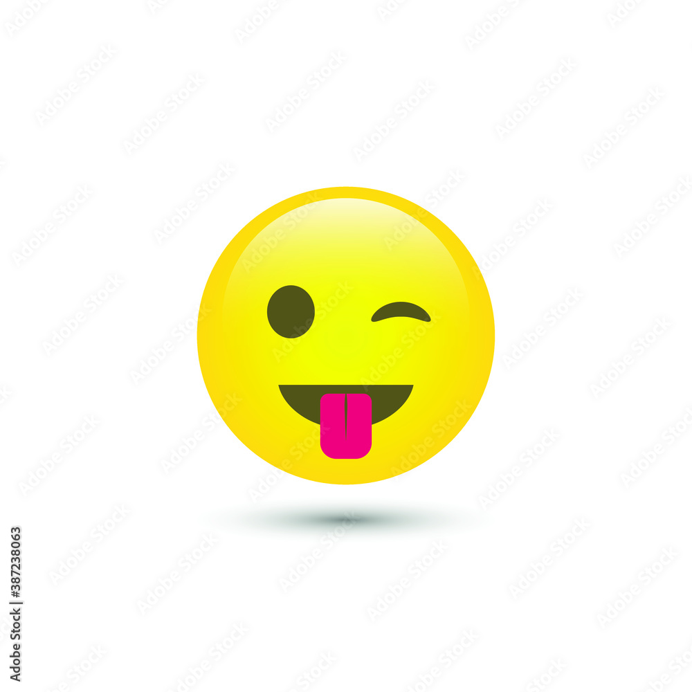 Vector fun emoticon icon in trendy flat style isolated on white background. Smile for your web site design, logo, app, UI. Vector illustration, 10 EPS Vector fun emoticon icon in trendy flat style isolated on white background. Smile for your web site design, logo, app, UI. Vector illustration, 10 EPS