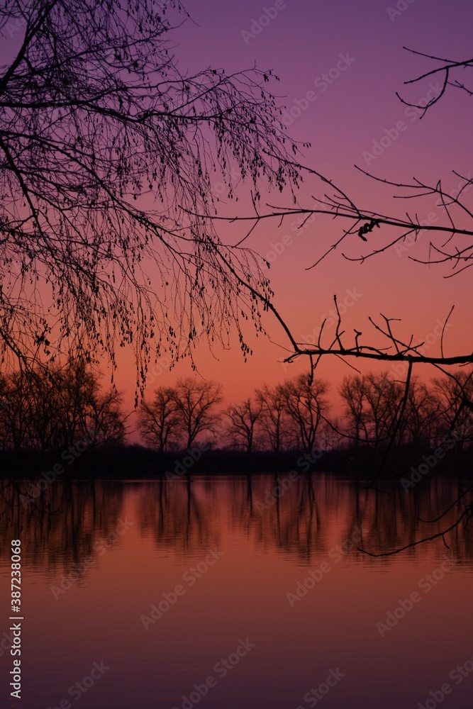 Fototapeta premium sunset on the lake