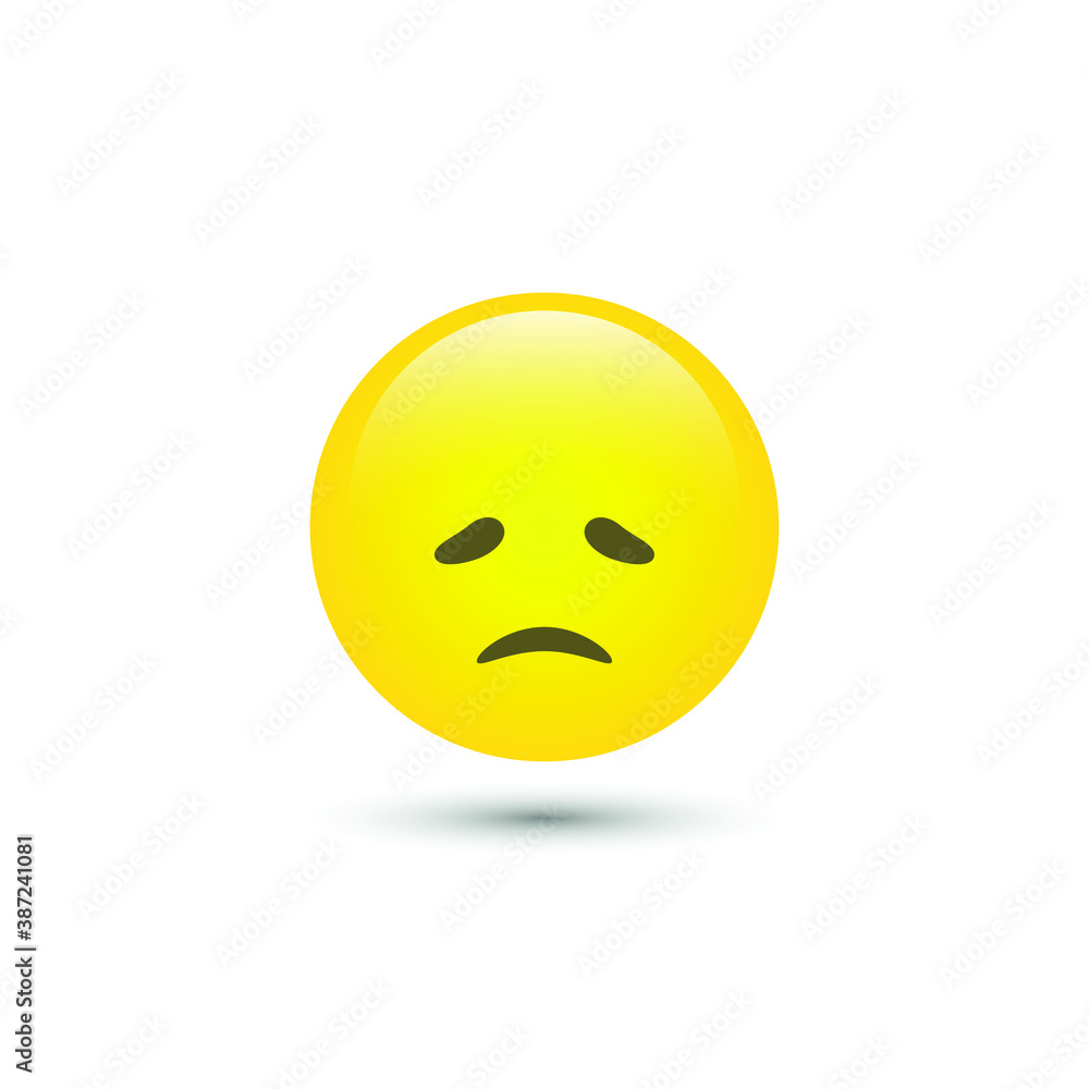 Fototapeta premium Vector sad emoticon icon in trendy flat style isolated on white background. Smile for your web site design, logo, app, UI. Vector illustration, 10 EPS