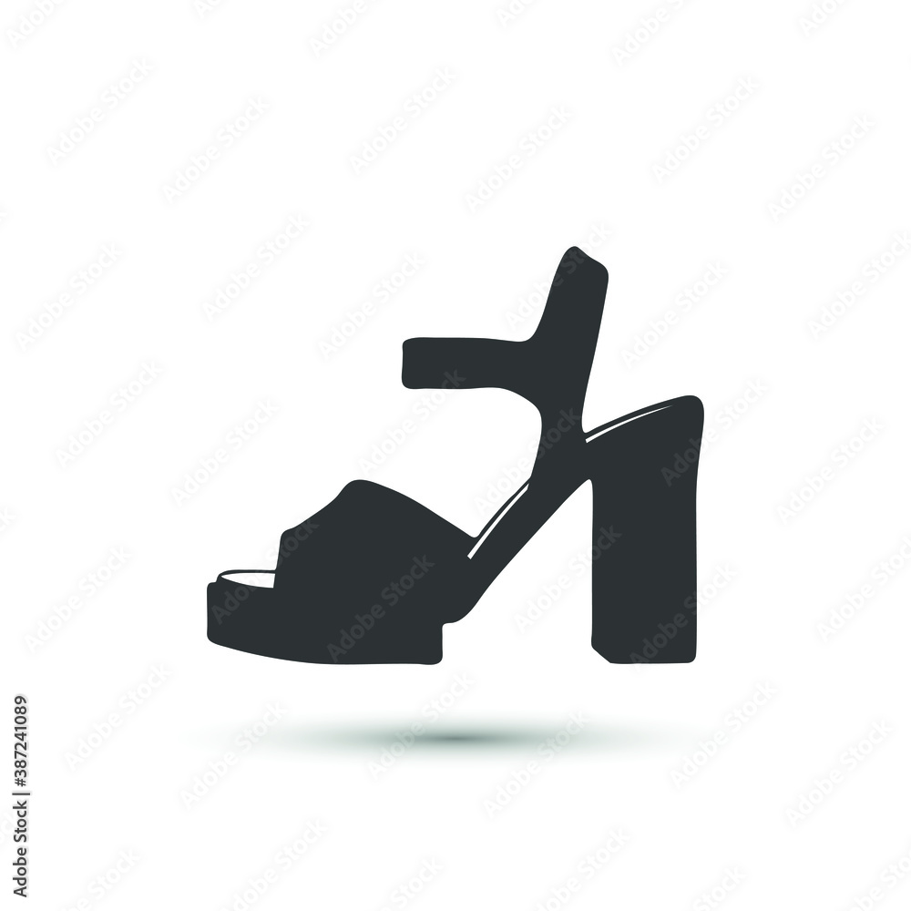 Vector woman shoe icon. High heels icon isolated on white background. For design, web, advertising banner. Vector woman shoe icon. High heels icon isolated on white background. For design, web, advertising banner.