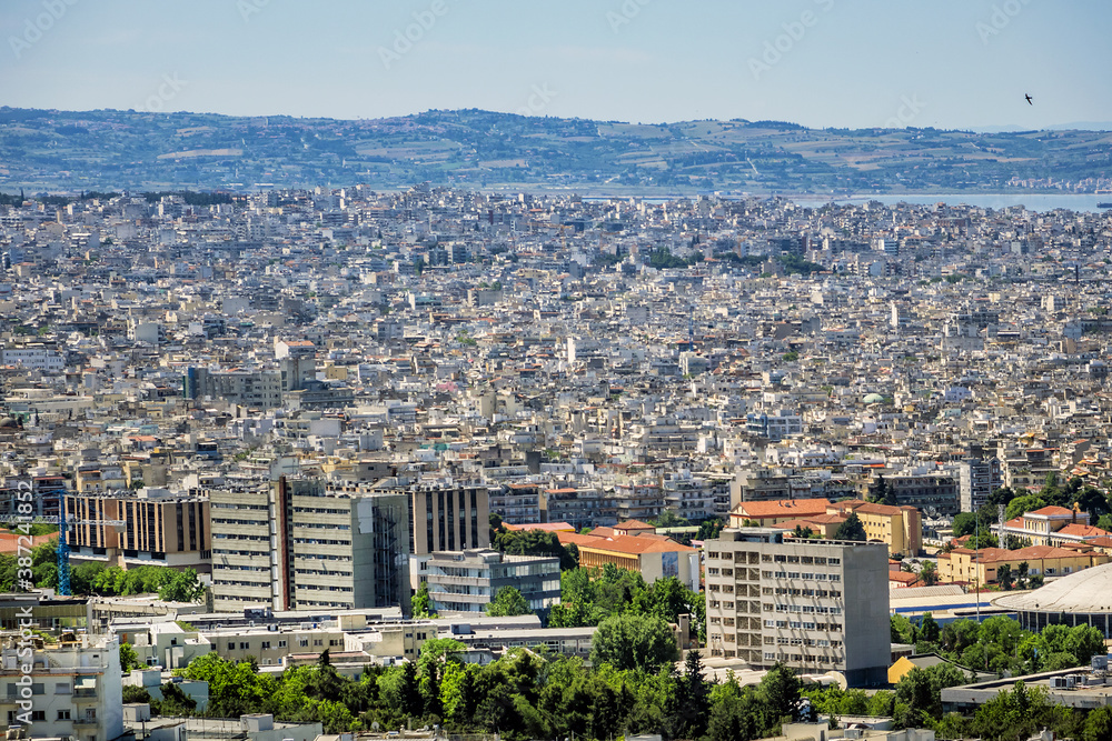 Obraz premium Aerial view of Thessaloniki, Greece. Thessaloniki is the second largest city in Greece and the capital of Greek Macedonia.