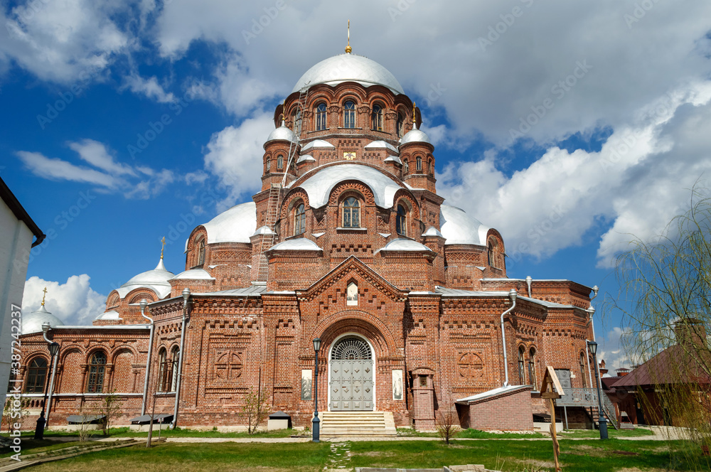 Cathedral Of the icon of the mother of God of all Sorrows Joy in St. John the Baptist Sviyazhsky monastery built in neo-Byzantine style, Russia.