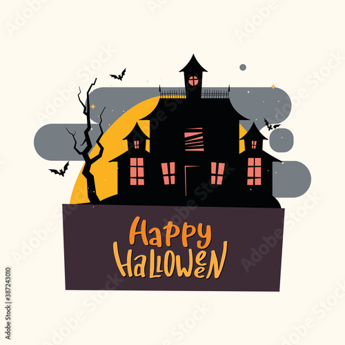 Happy halloween card with a horror house - Vector
