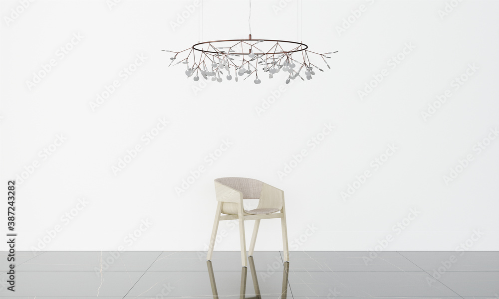 Minimalistic lamp with chair in moder interior Minimalistic lamp with chair in moder interior